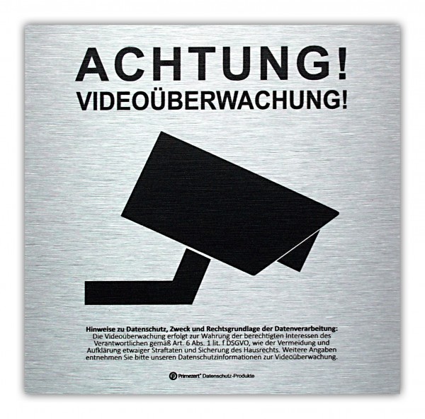 Aluminium Schild Videoüberwachung 237x200 mm geprägt